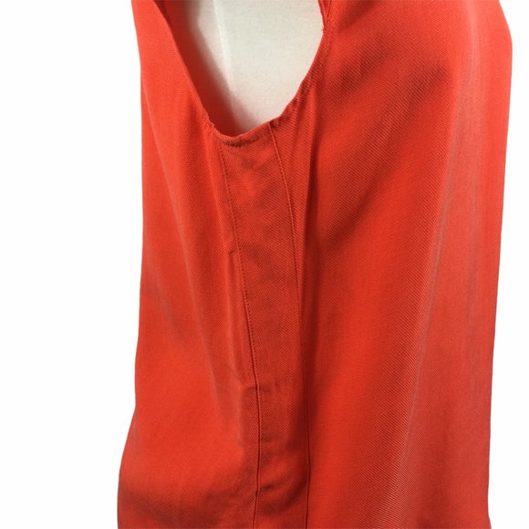 J. Crew Drapey Oxford Crepe Orange Blouse, Size 0 - Picture 6 of 6